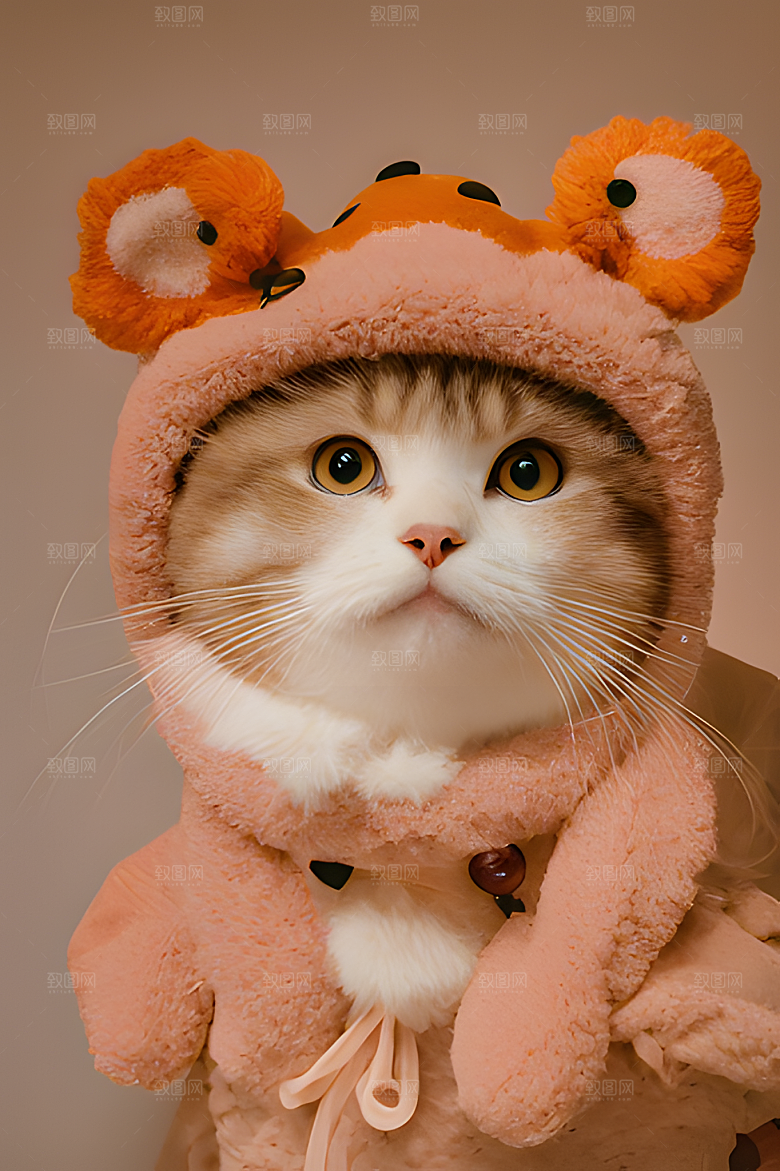 猫咪公仔头套可爱毛茸茸的图片风格