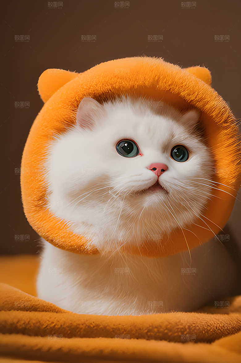 猫咪公仔头套可爱毛茸茸的图片风格