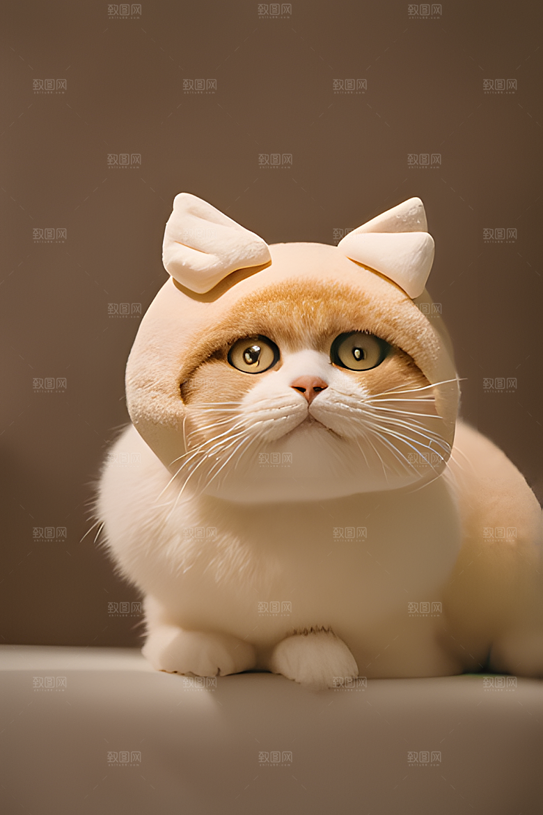猫咪公仔头套可爱毛茸茸的图片风格