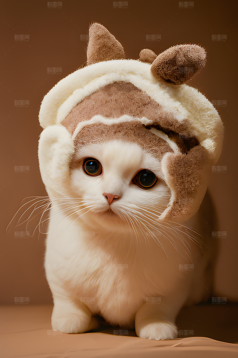 猫咪公仔头套可爱毛茸茸的图片风格