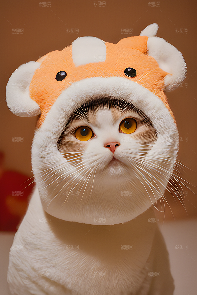 猫咪公仔头套可爱毛茸茸的图片风格