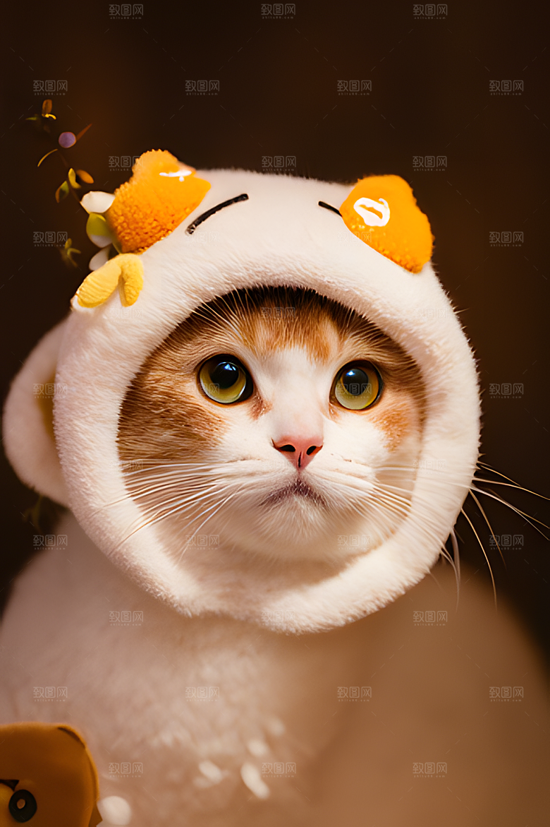 猫咪公仔头套可爱毛茸茸的图片风格