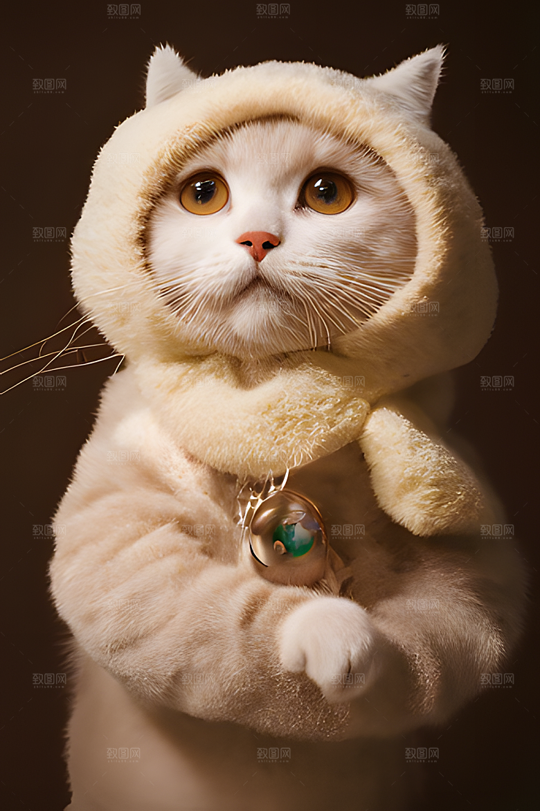 猫咪公仔头套可爱毛茸茸的图片风格