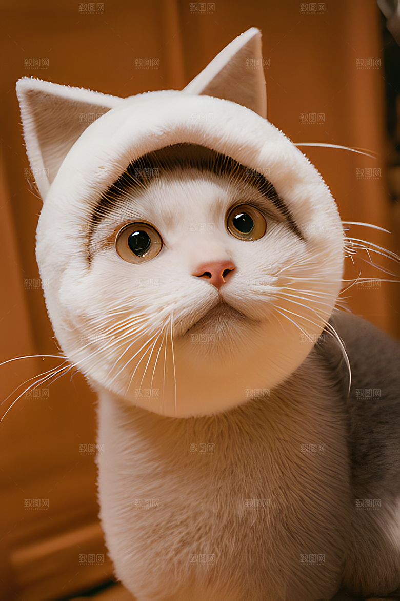 猫咪公仔头套可爱毛茸茸的图片风格