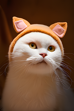 猫咪公仔头套可爱毛茸茸的图片风格