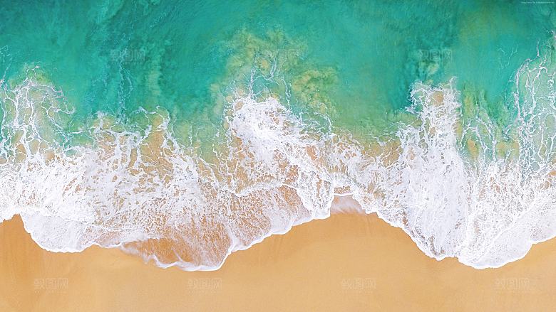 高清海景海滩沙滩海边大海蓝色海洋壁纸素材