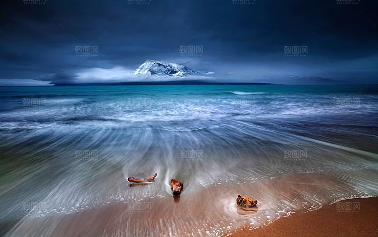 高清海景海滩沙滩海边大海蓝色海洋壁纸素材