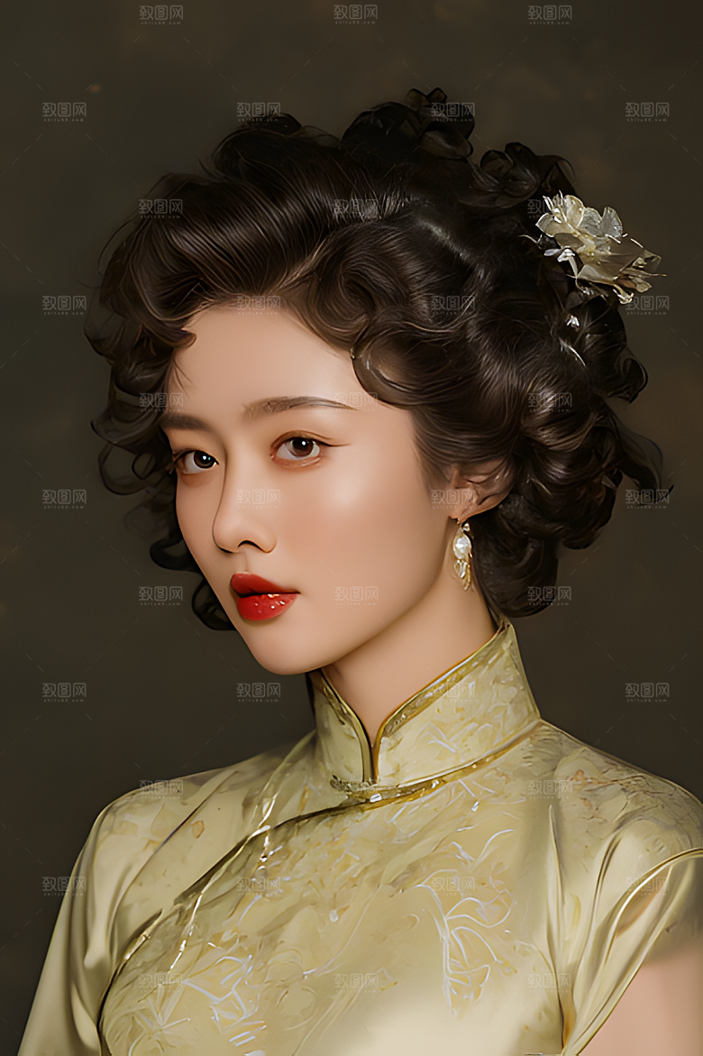 油画风美女图片素材
