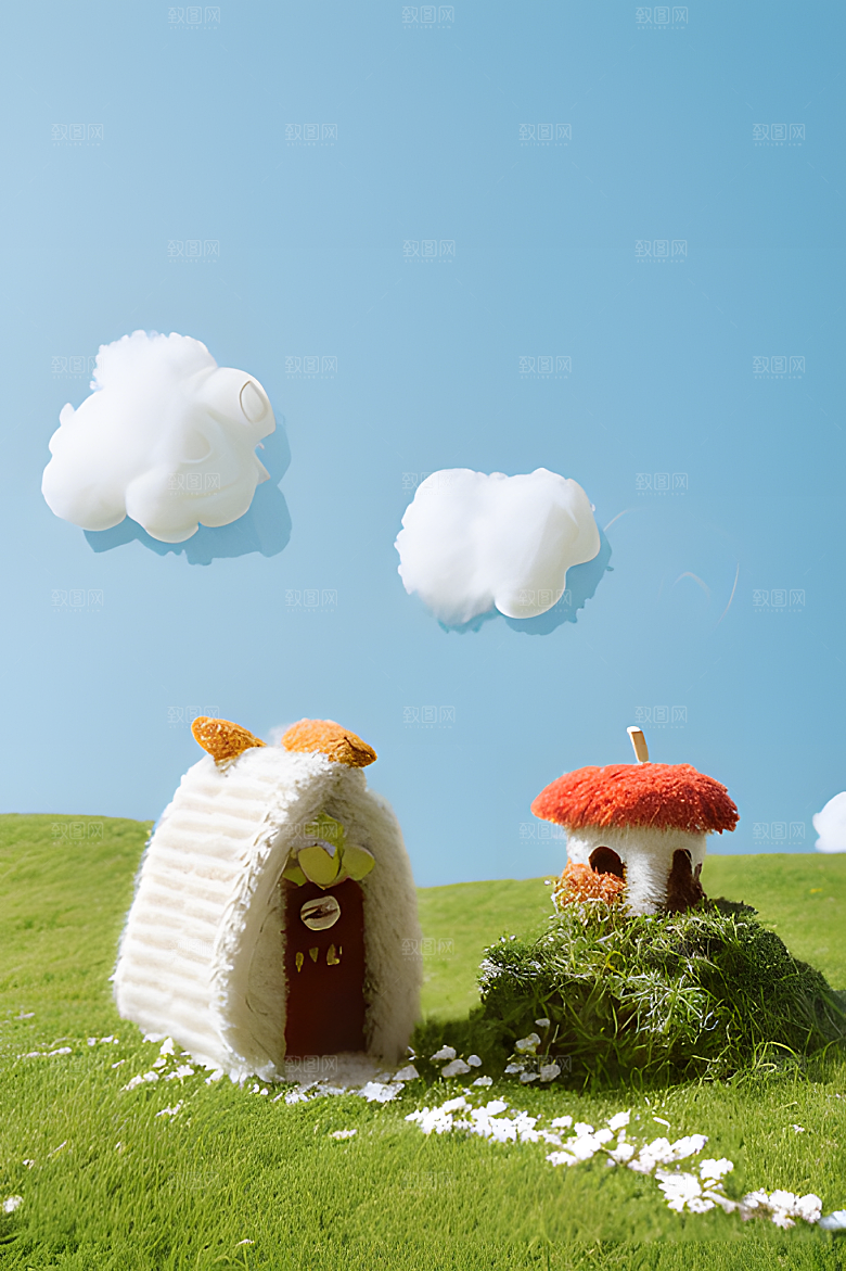 草地上的针织物图片素材