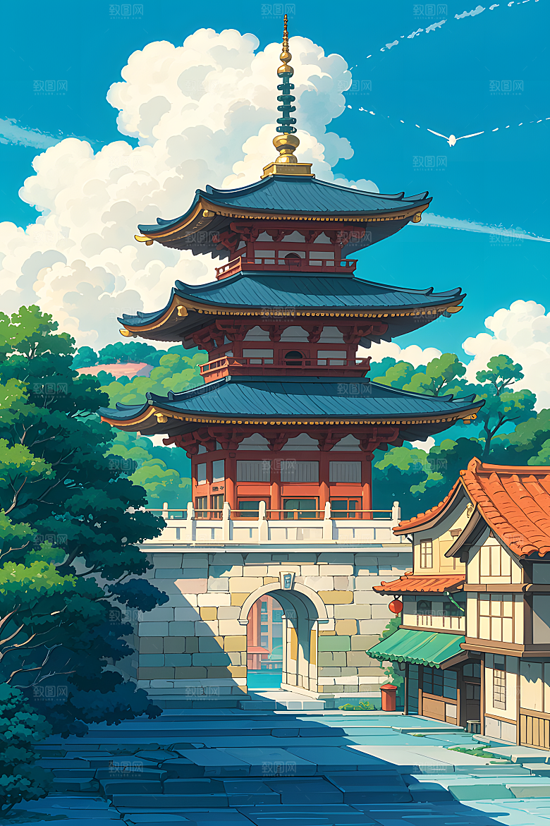 宫崎骏漫画风格作品地标建筑突出特点