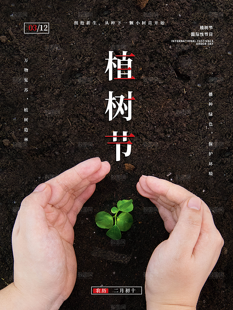 312植树节插画海报模版