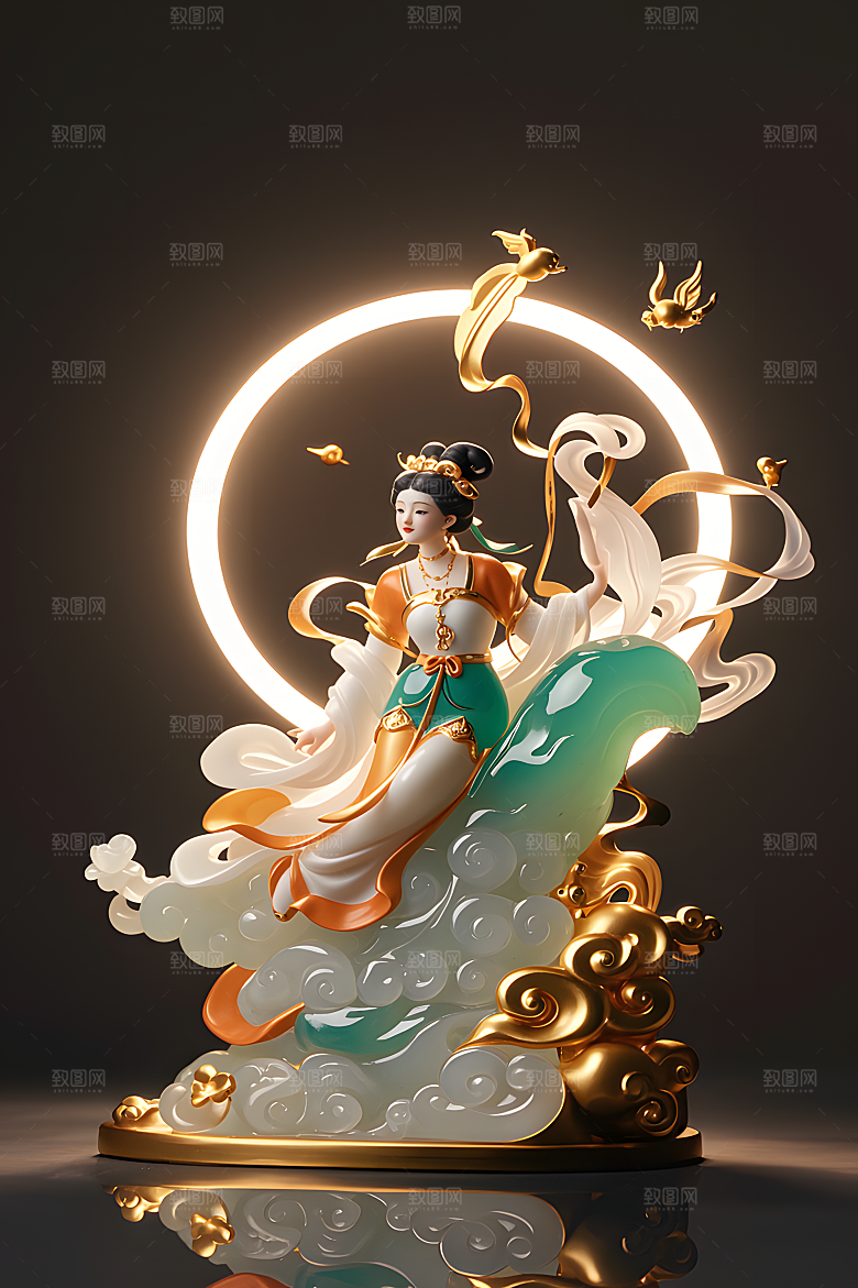 玉雕质感透明感透光哑光金镶玉
