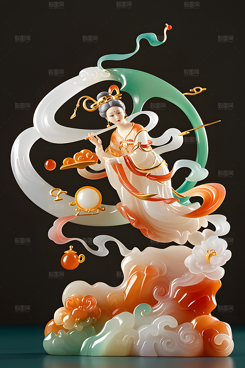 玉雕质感透明感透光哑光金镶玉