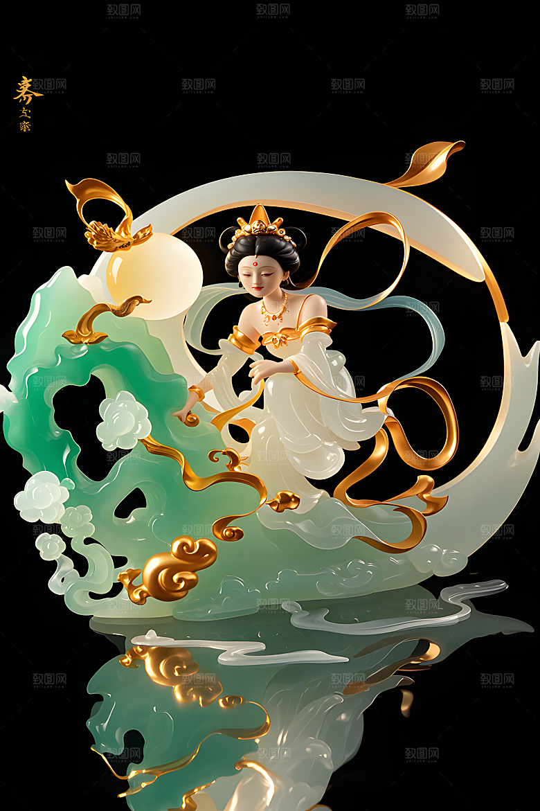 玉雕质感透明感透光哑光金镶玉