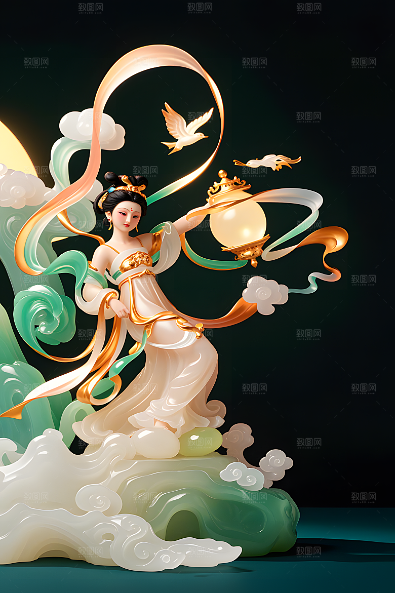 玉雕质感透明感透光哑光金镶玉