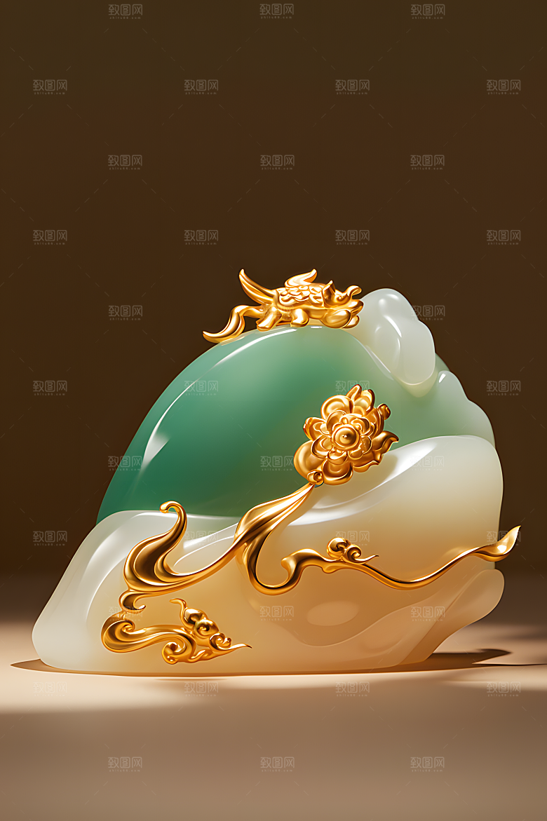 玉雕质感透明感透光哑光金镶玉