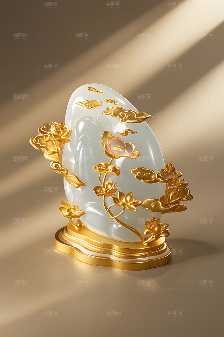 玉雕质感透明感透光哑光金镶玉
