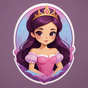 粉色系迪士尼公主风紫色礼服公主画像图片