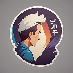 现代插画男子对视观众神秘氛围图片