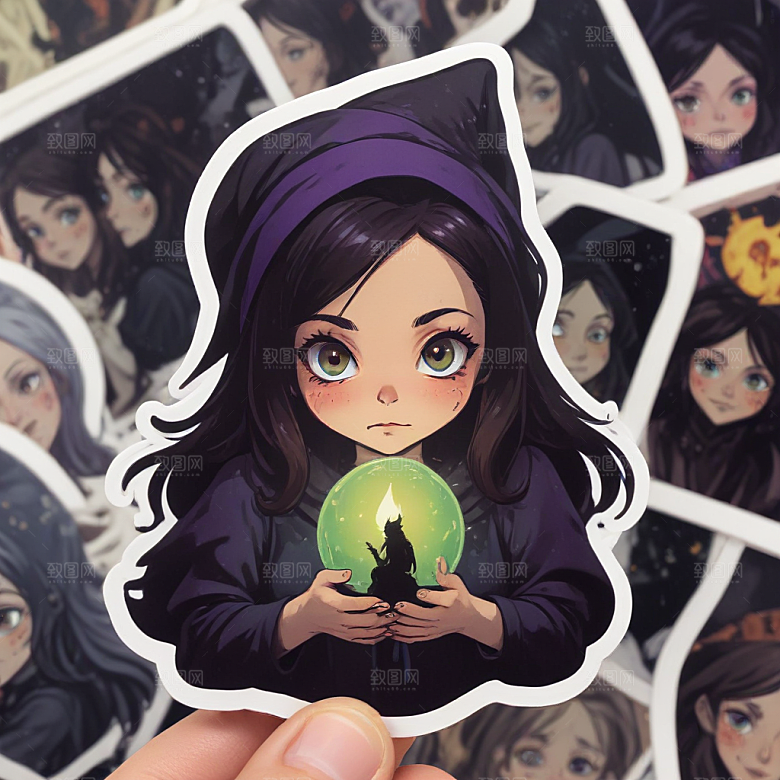 紫色调可爱女巫插画奇缘图片