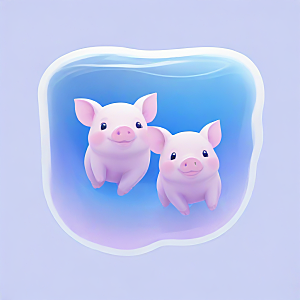 萌系插画 四只小猪在水里游泳图片