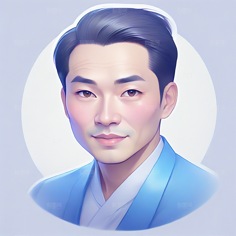 英俊中年男子彩色插画图片