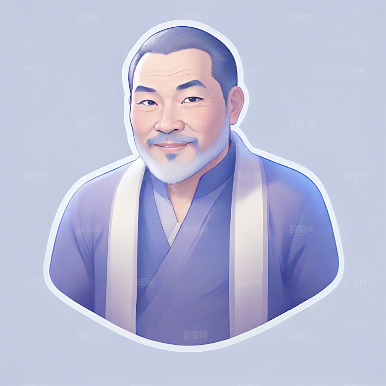 英俊中年男子彩色插画图片