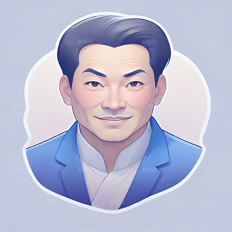 英俊中年男子彩色插画图片