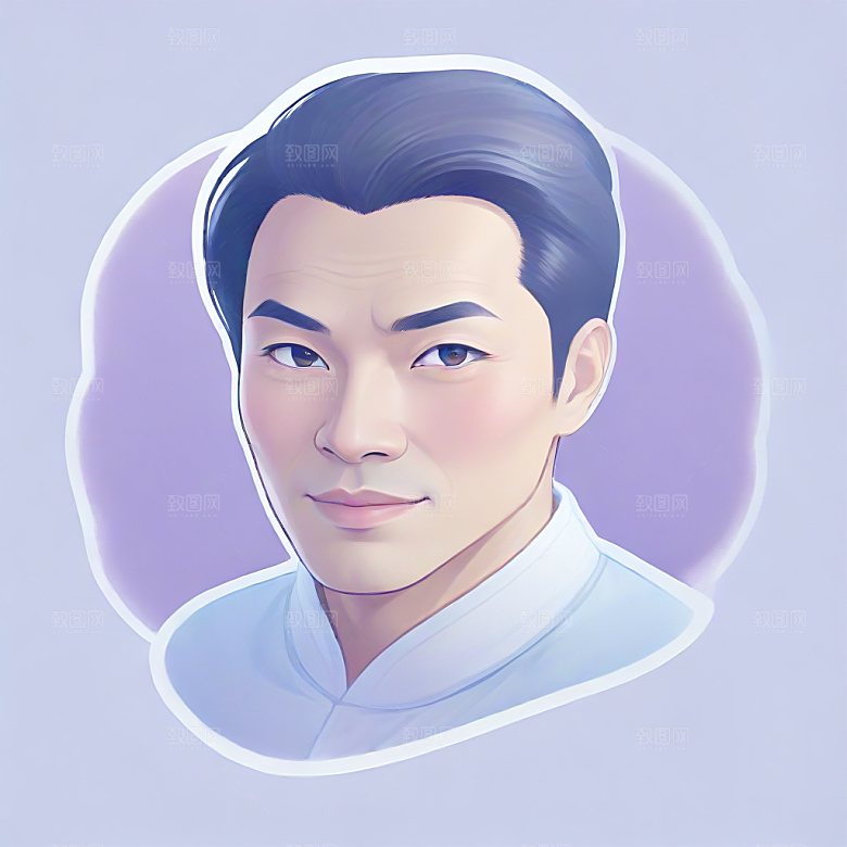 英俊中年男子彩色插画图片