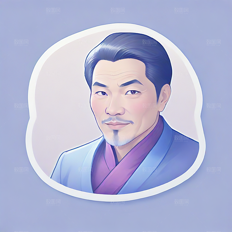 英俊中年男子彩色插画图片