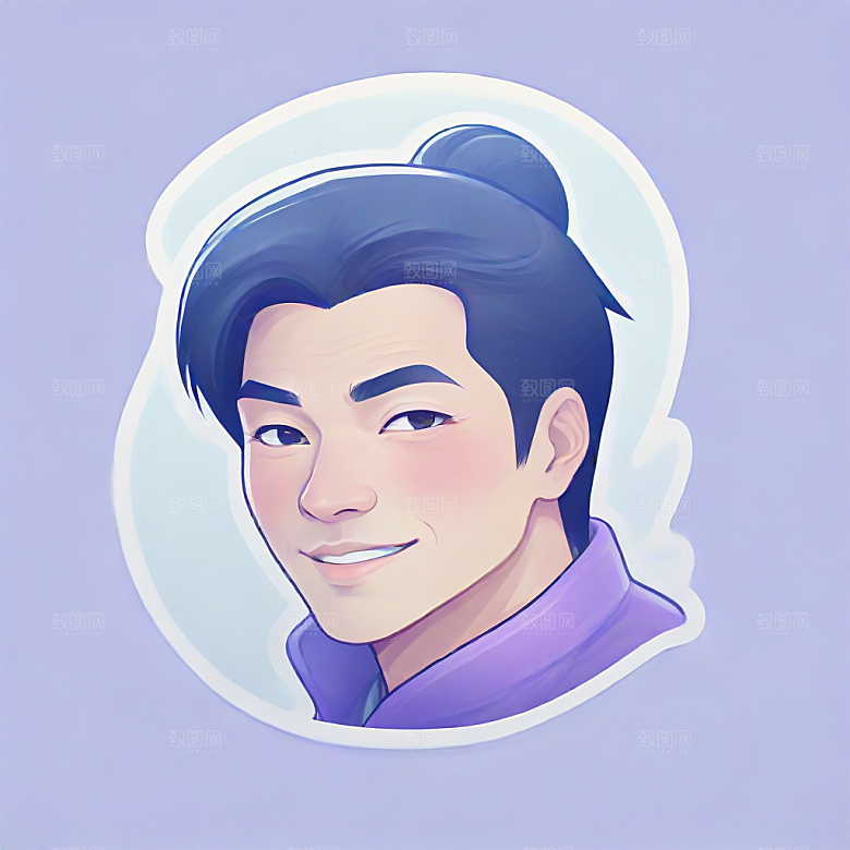 英俊中年男子彩色插画图片