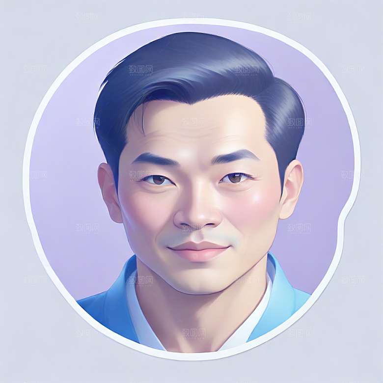 英俊中年男子彩色插画图片