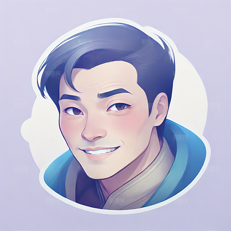 英俊中年男子彩色插画图片