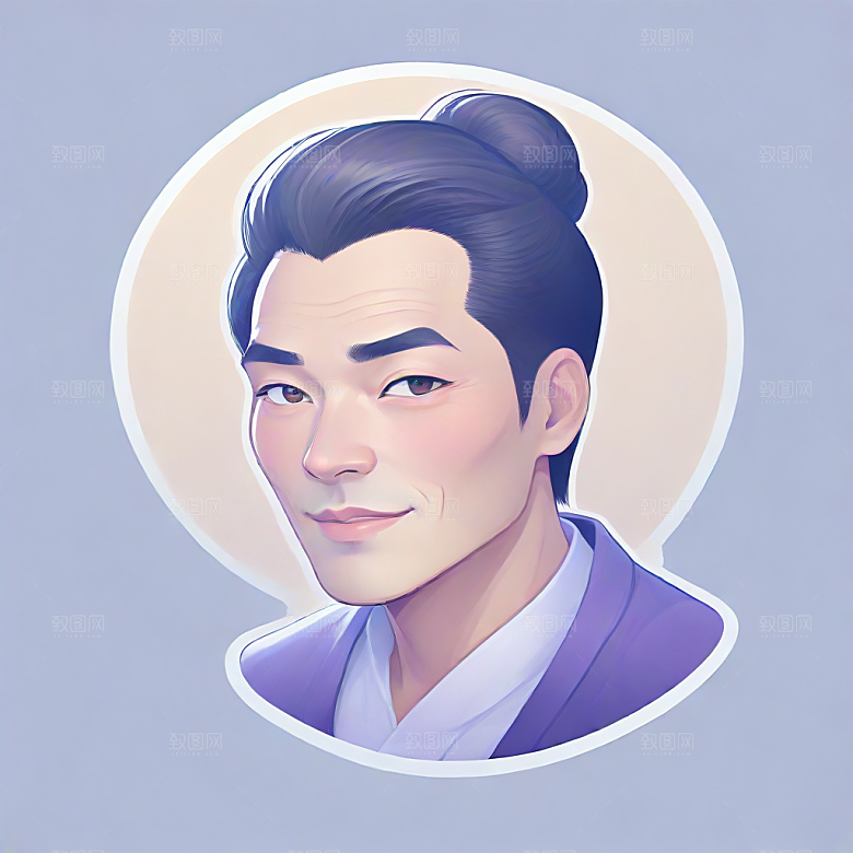 英俊中年男子彩色插画图片