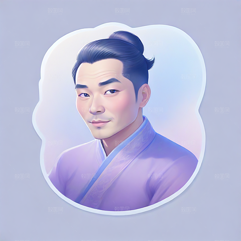 英俊中年男子彩色插画图片