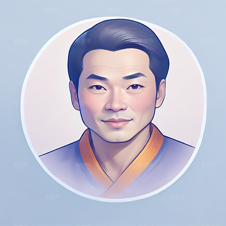 英俊中年男子彩色插画图片