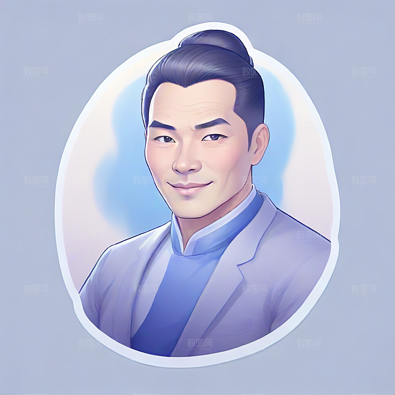 英俊中年男子彩色插画图片