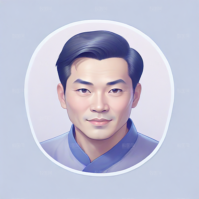 英俊中年男子彩色插画图片