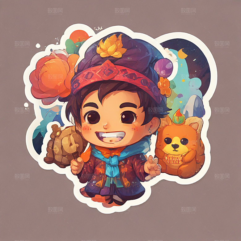 绚丽多彩植物插画设计图片