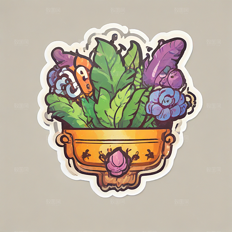 绚丽多彩植物插画设计图片