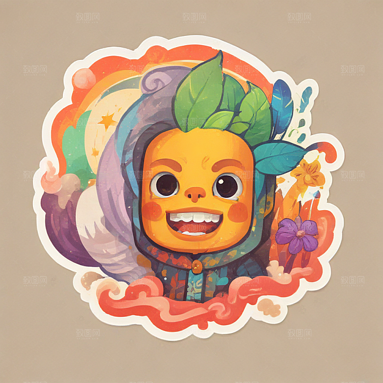 绚丽多彩植物插画设计图片
