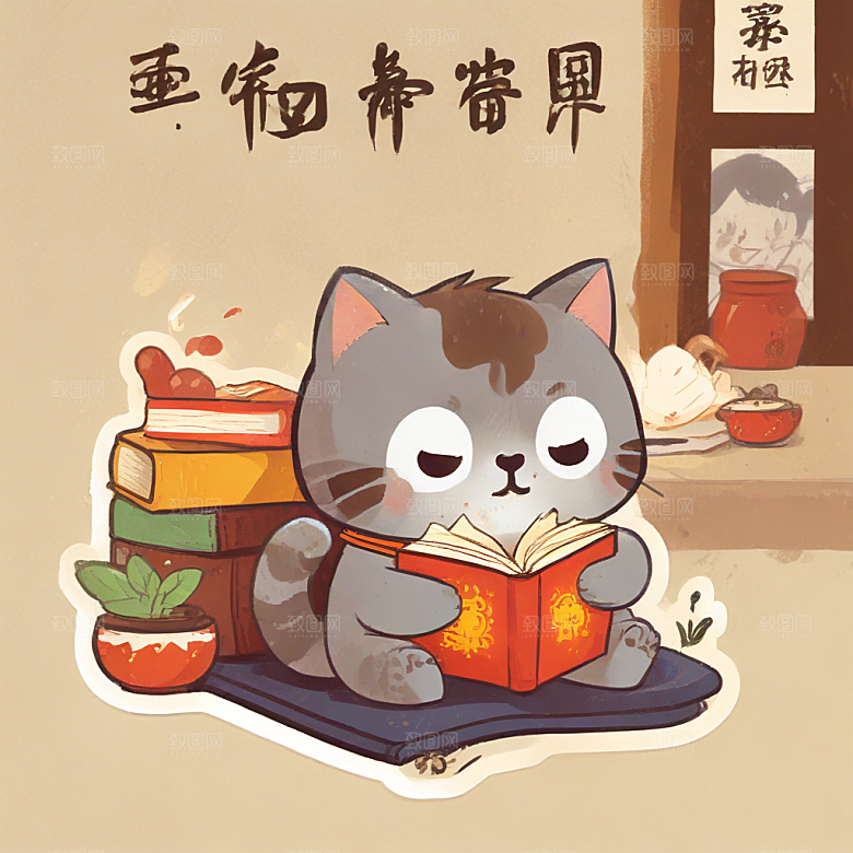 坐在地板上读书，旁边有咖啡的中国