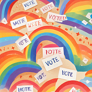 投票选票彩虹插画图片