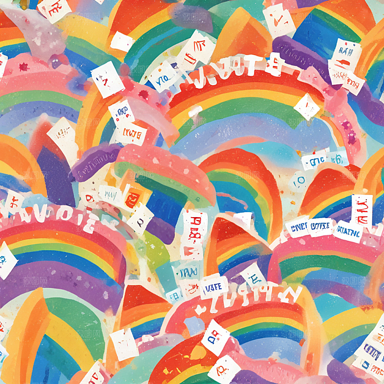 投票选票彩虹插画图片