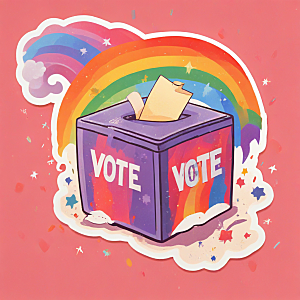 投票选票彩虹插画图片