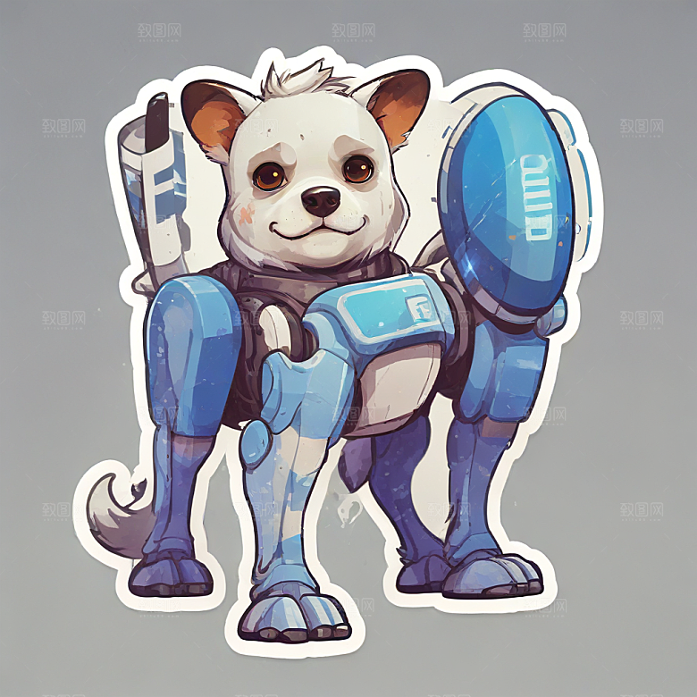 未来主义机器狗插画图片