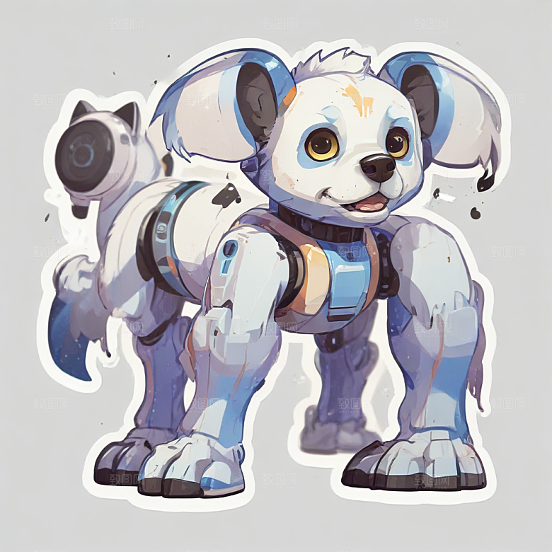 未来主义机器狗插画图片