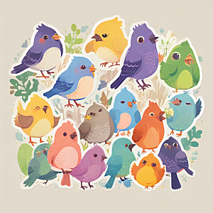 彩色小鸟插画图案设计图片