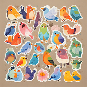 彩色小鸟插画图案设计图片