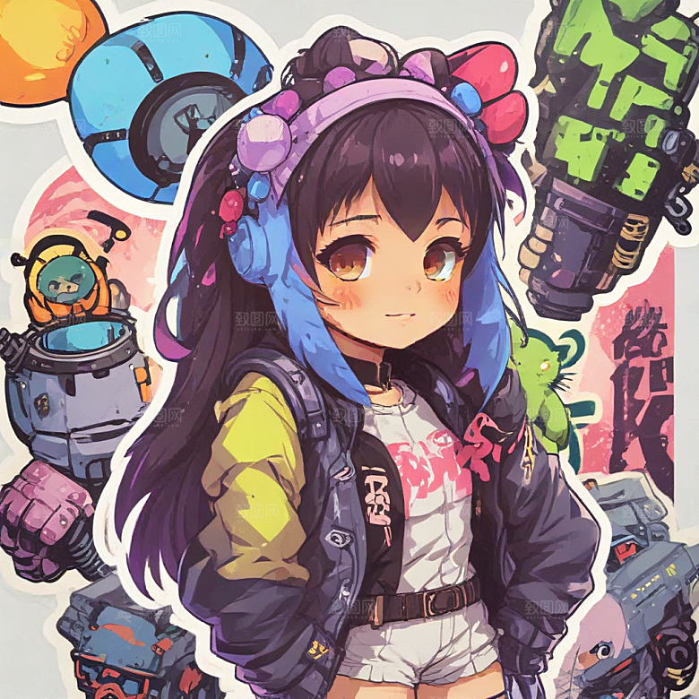 赛博朋克可爱动漫女孩壁纸图片